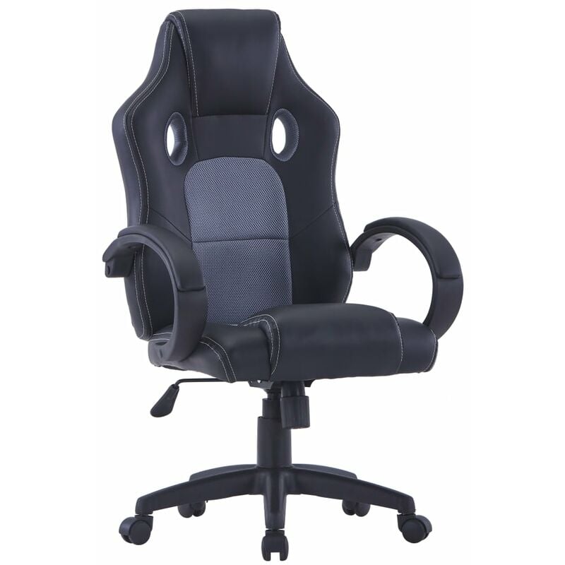 

vidaXL Silla de Gaming de Cuero Sintético Gris - Negro