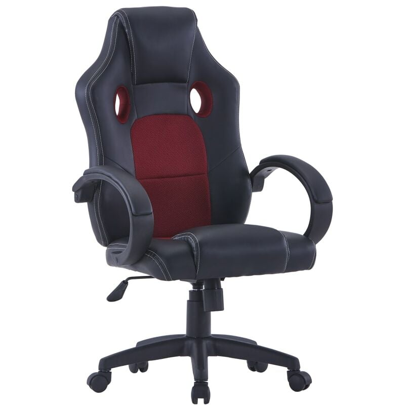 

vidaXL Silla de Gaming de Cuero Sintético Vino Tinto - Negro