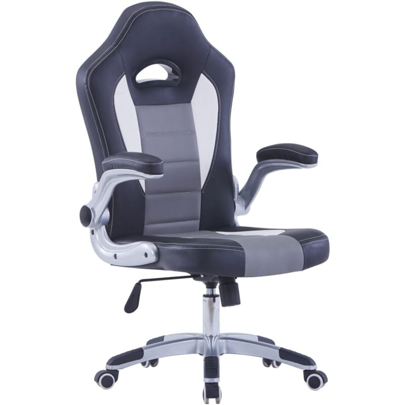 

vidaXL Silla de Gaming de Cuero Sintético Negro Gris - Negro