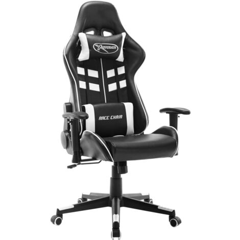 Silla de gaming de cuero sintético negro y
