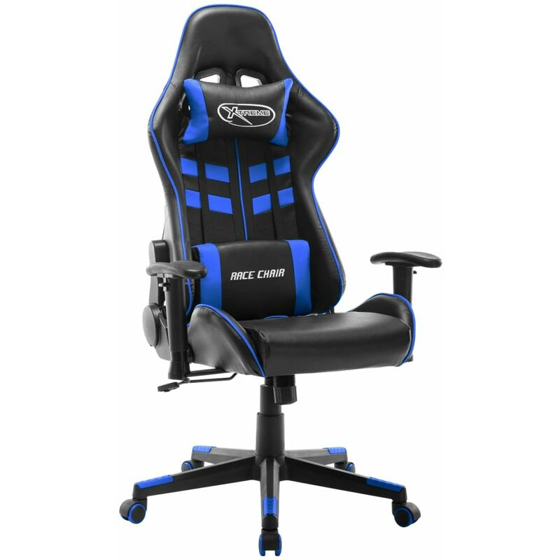 

Silla de gaming de cuero sintetico negro y azul