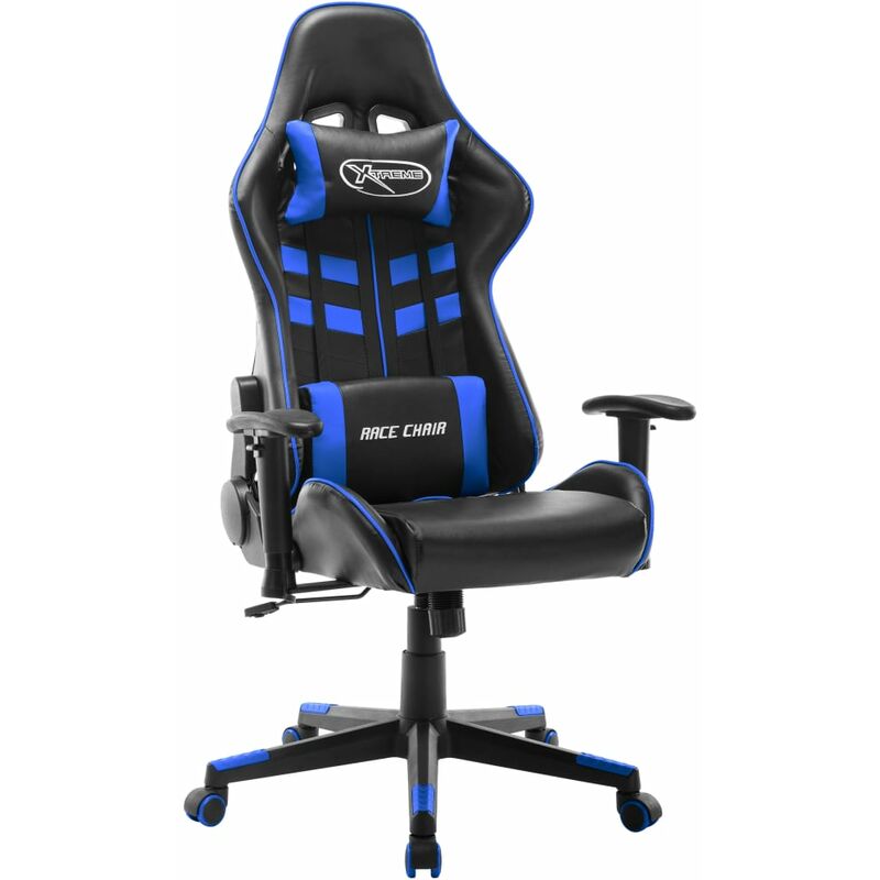 

Silla de gaming de cuero sintético negro y azul