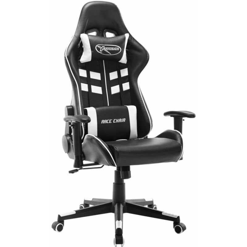 

Silla de gaming de cuero sintético negro y blanco