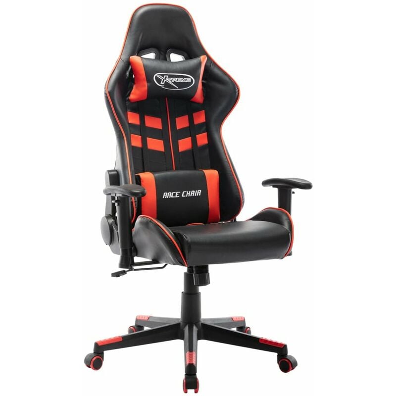 

Silla de gaming de cuero sintetico negro y rojo