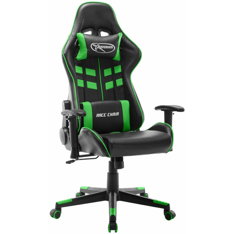 

Silla de gaming de cuero sintetico negro y verde