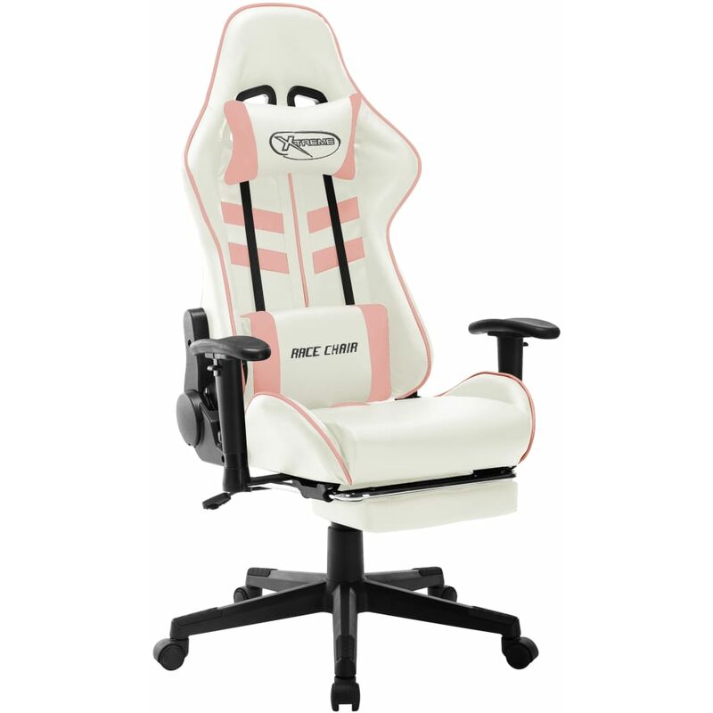 

Silla de gaming de cuero sintético blanco y rosa - Multicolor