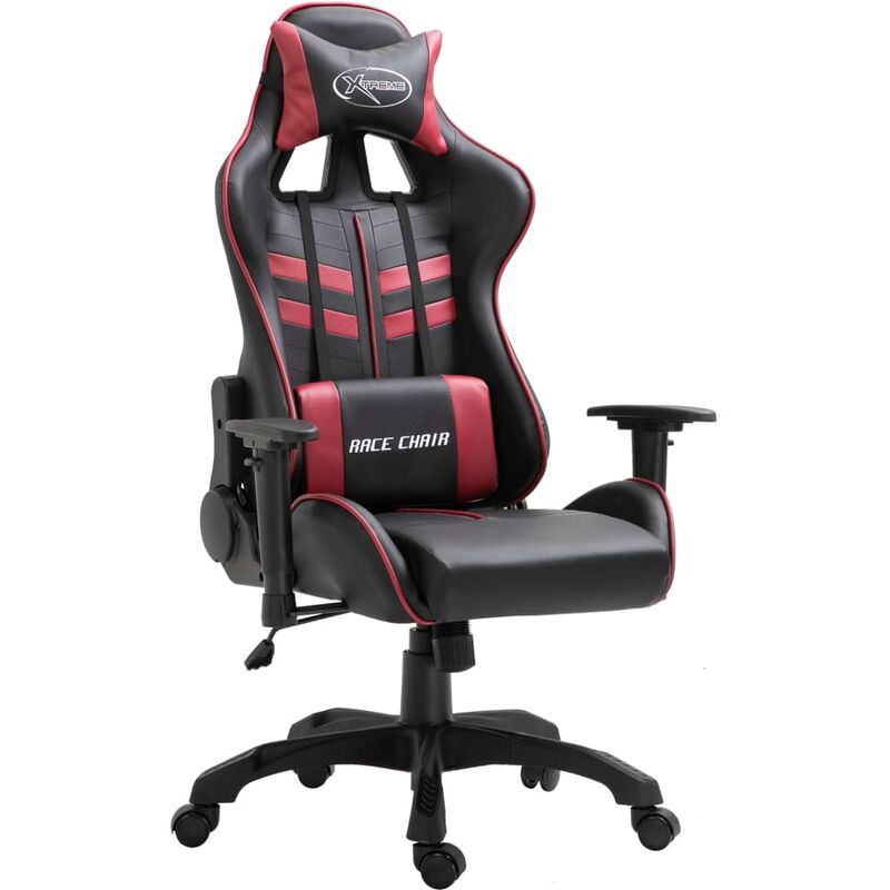 

Silla de gaming de cuero sintético color vino tinto - Rojo