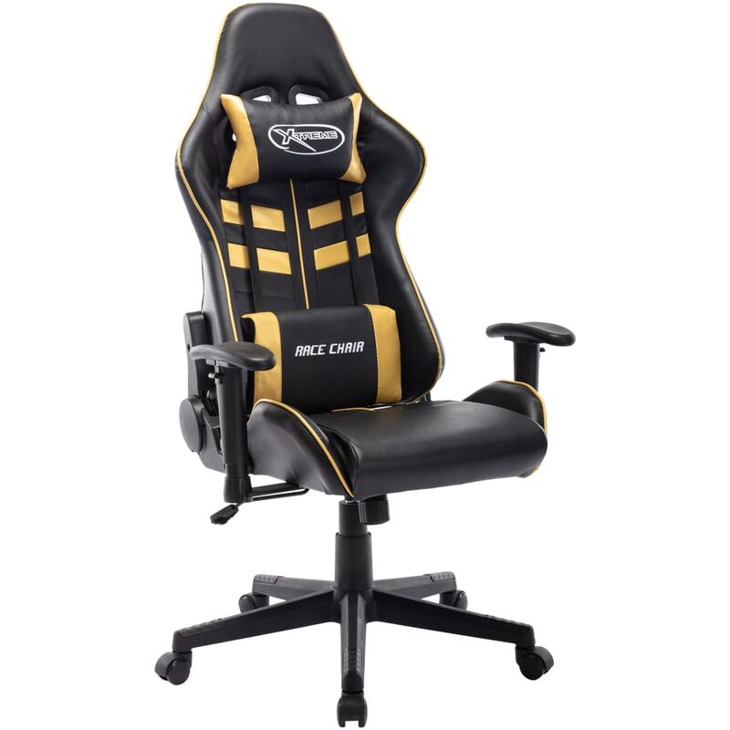

Silla de gaming de cuero sintético negro y dorado - Multicolor