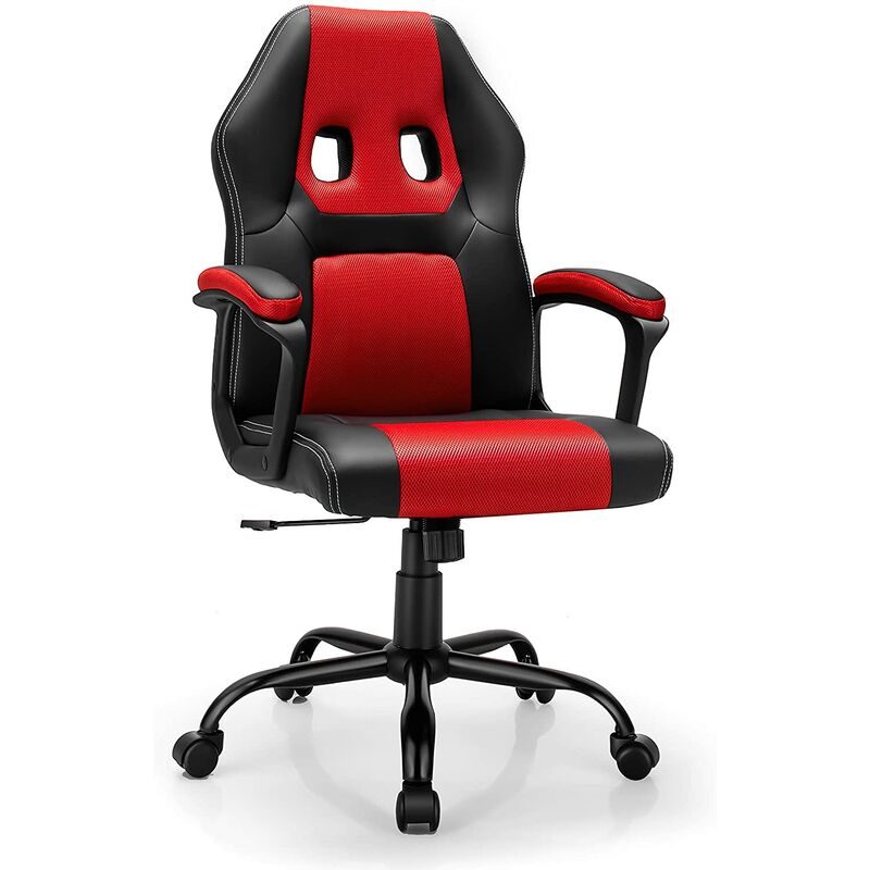 

Silla de Gaming Ergonómico Taubrete de Escritorio para Juegos Altura Ajustable Silla con Respaldo y Reposabrazos para Oficina Hogar Ordenador (Rojo)