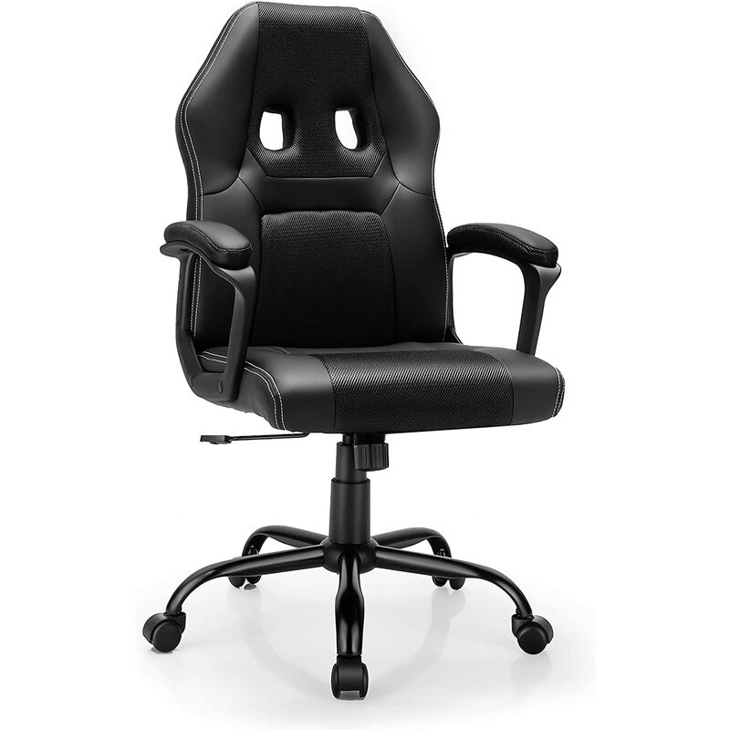 

Silla de Gaming Ergonómico Taubrete de Escritorio para Juegos Altura Ajustable Silla con Respaldo y Reposabrazos para Oficina Hogar Ordenador (Negro)