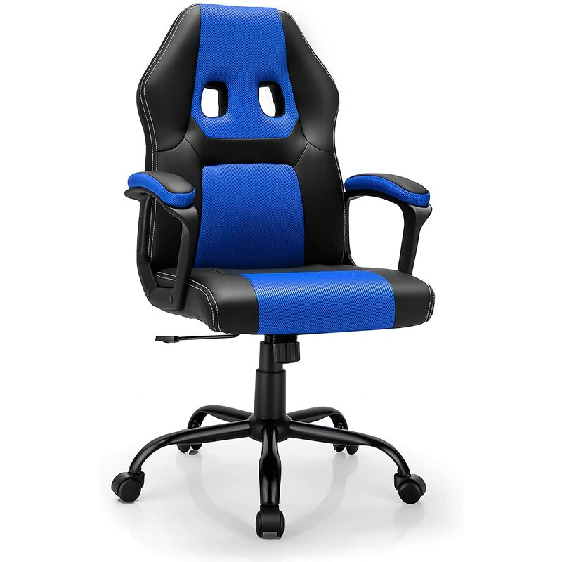 

Silla de Gaming Ergonómico Taubrete de Escritorio para Juegos Altura Ajustable Silla con Respaldo y Reposabrazos para Oficina Hogar Ordenador (Azul)