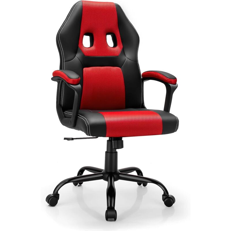 

Silla de Gaming Ergonómico Taubrete de Escritorio para Juegos Altura Ajustable Silla con Respaldo y Reposabrazos para Oficina Hogar Ordenador (Rojo)