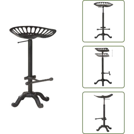 Silla de hierro fundido - vidaXL Taburete de cocina hierro fundido negro - Silla retro