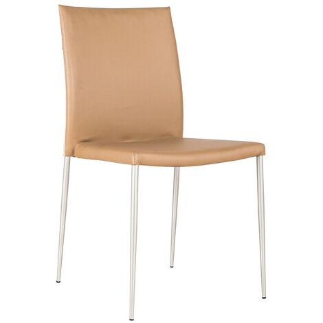 Silla de imitación de cuero marrón 41,5x44x85 cm