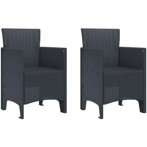 Silla de Jardín 2 pcs Antracita 53 x 49 x 85 cm Polipropileno