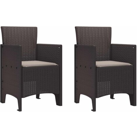 Silla de Jardín 2 pcs Marrón 53 x 49 x 85 cm PP