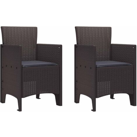 Silla de Jardín 2 pcs Marrón 53 x 49 x 85 cm PP