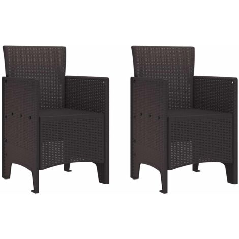 Silla de Jardín 2 pcs Marrón 53 x 49 x 85 cm PP