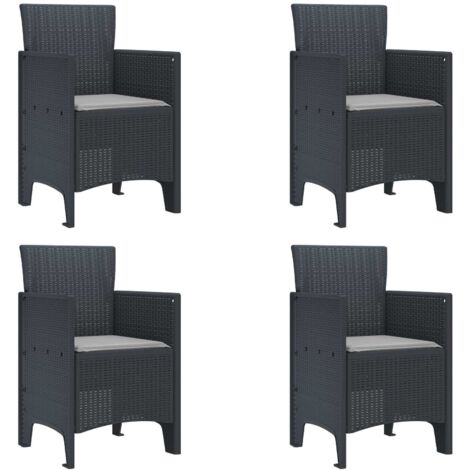 Silla de Jardín 4 pcs Antracita 53 x 49 x 85 cm PP