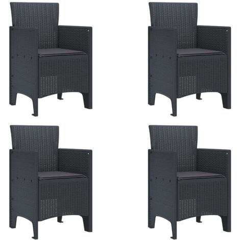 Silla de Jardín 4 pcs Antracita 53 x 49 x 85 cm PP