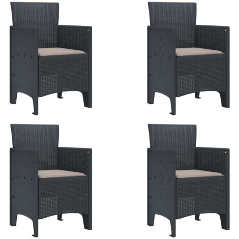 Silla de Jardín 4 pcs Antracita 53 x 49 x 85 cm PP