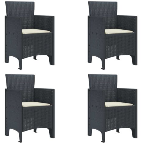 Silla de Jardín 4 pcs Antracita 53 x 49 x 85 cm PP