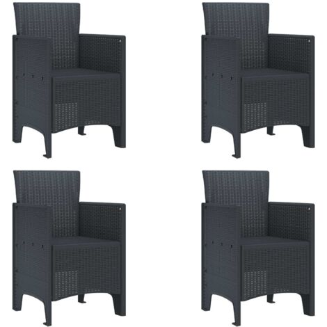 Silla de Jardín 4 pcs Antracita 53 x 49 x 85 cm PP
