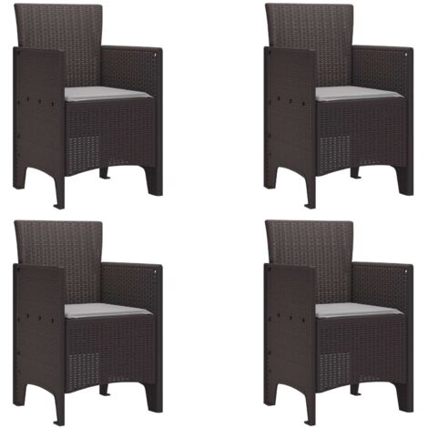 Silla de Jardín 4 pcs Marrón 53 x 49 x 85 cm PP