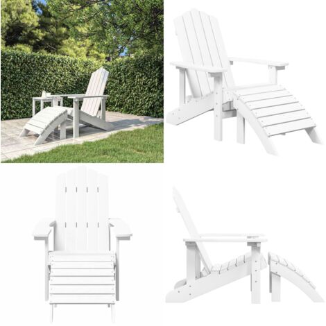 Silla de jardín Adirondack con reposapiés HDPE blanco - Silla Adirondack - Silla de exterior