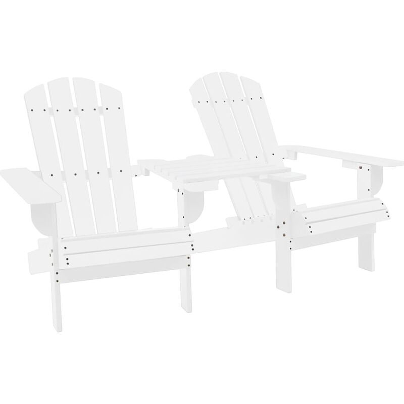 

vidaXL Silla jardín Adirondack y mesita madera maciza de abeto blanca - Blanco