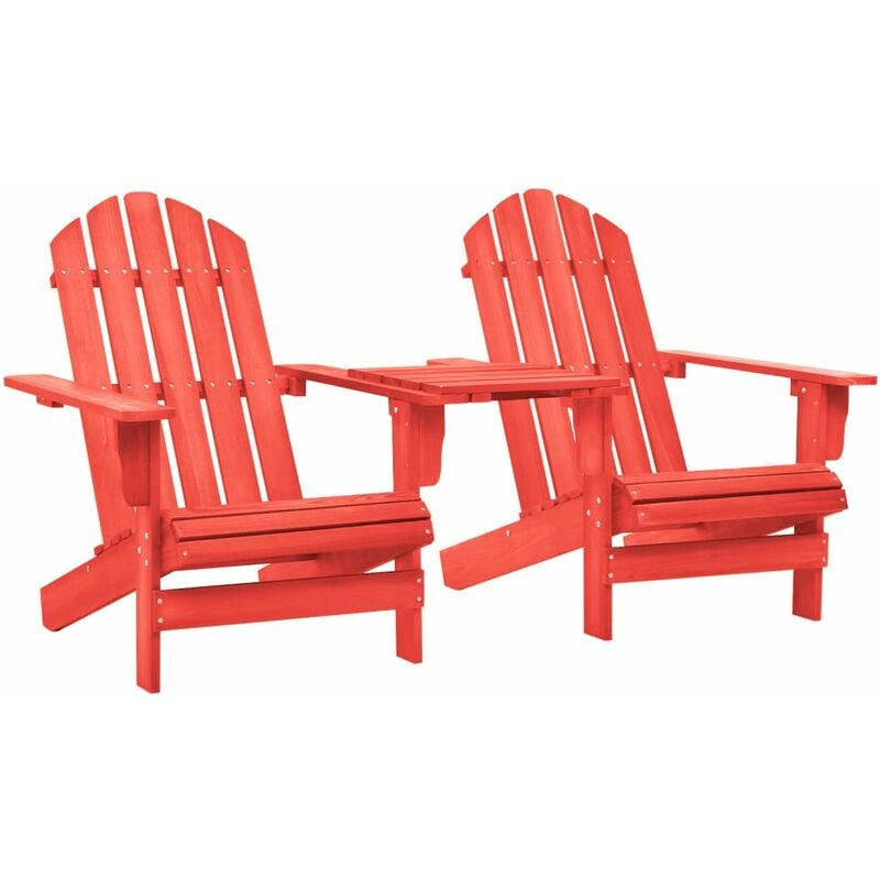 

Silla de jardín Adirondack y mesita madera maciza de abeto rojo