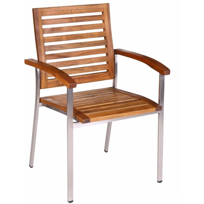 

Silla de jardín apilable acero inoxidable marrón de 57x57x88 cm