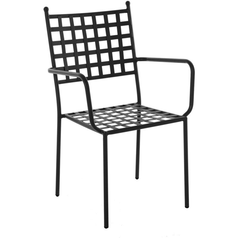 

Lolahome - Silla de jardín apilable Cartago con brazos de forja negra de 56x55x90 cm