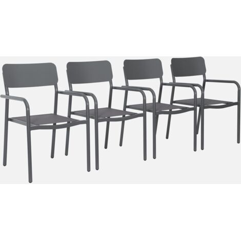 Silla de jardín apilable de aluminio, set de 4