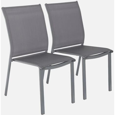 Silla de jardín apilable de aluminio y textilene, set de 2