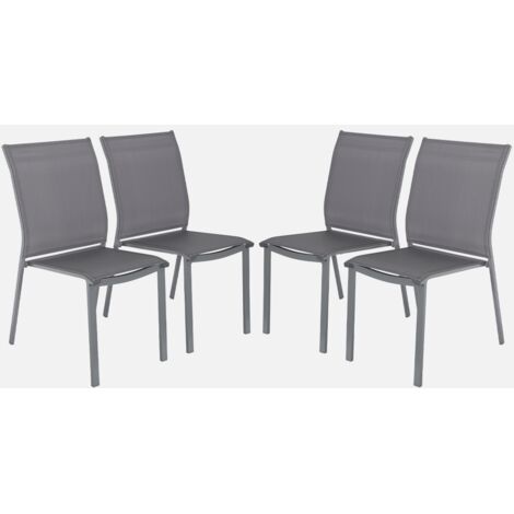 Silla de jardín apilable de aluminio y textilene, set de 4