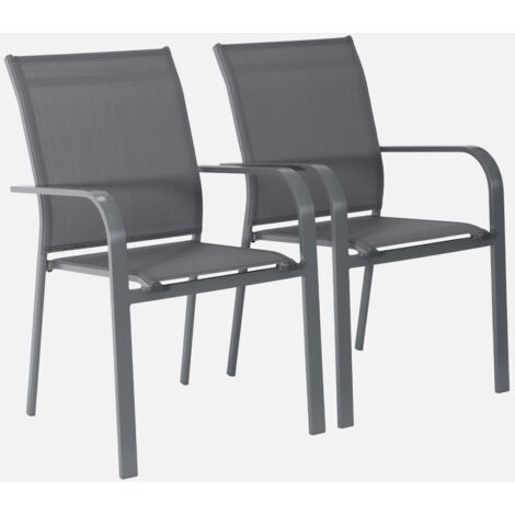 Silla de jardín apilable de aluminio y textileno, set de 2