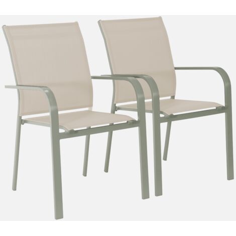 Silla de jardín apilable de aluminio y textileno, set de 2