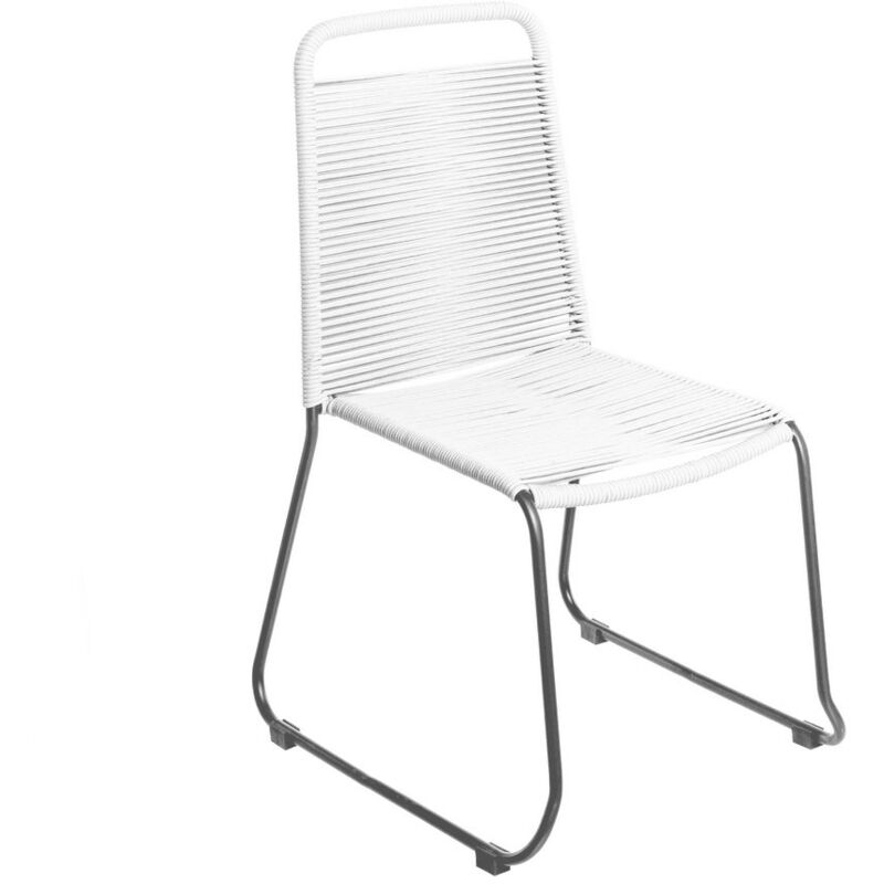 

Silla de jardín apilable de cuerda y acero blanco de 90x60x53 cm
