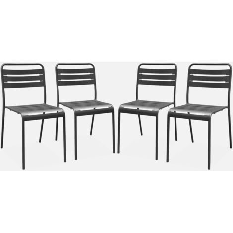 Silla de jardín bistró de acero, set de 4