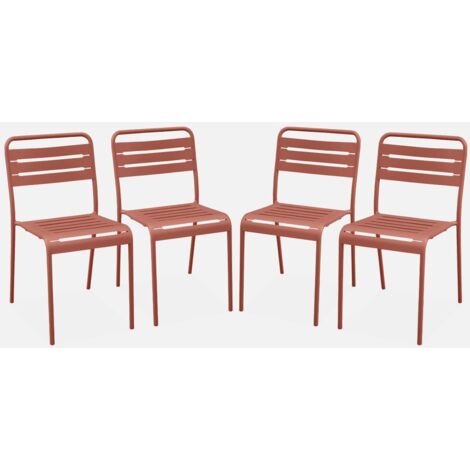 Silla de jardín bistró de acero, set de 4