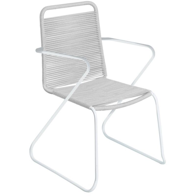 

Silla de jardín Antea con brazos de cuerda y acero gris de 57x65x90 cm