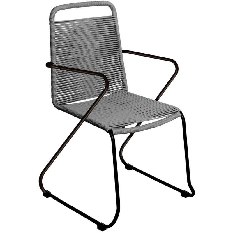 

Silla de jardín con brazos de cuerda y acero gris oscuro de90x69x62 cm