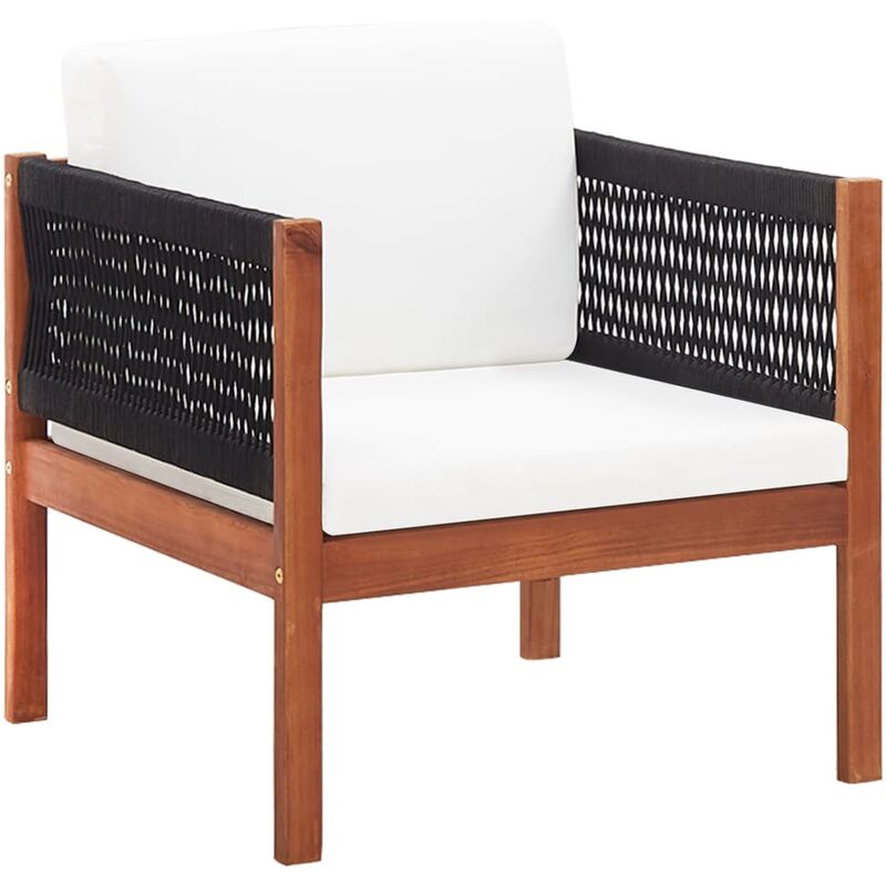 

Silla de jardín con cojín madera maciza de acacia