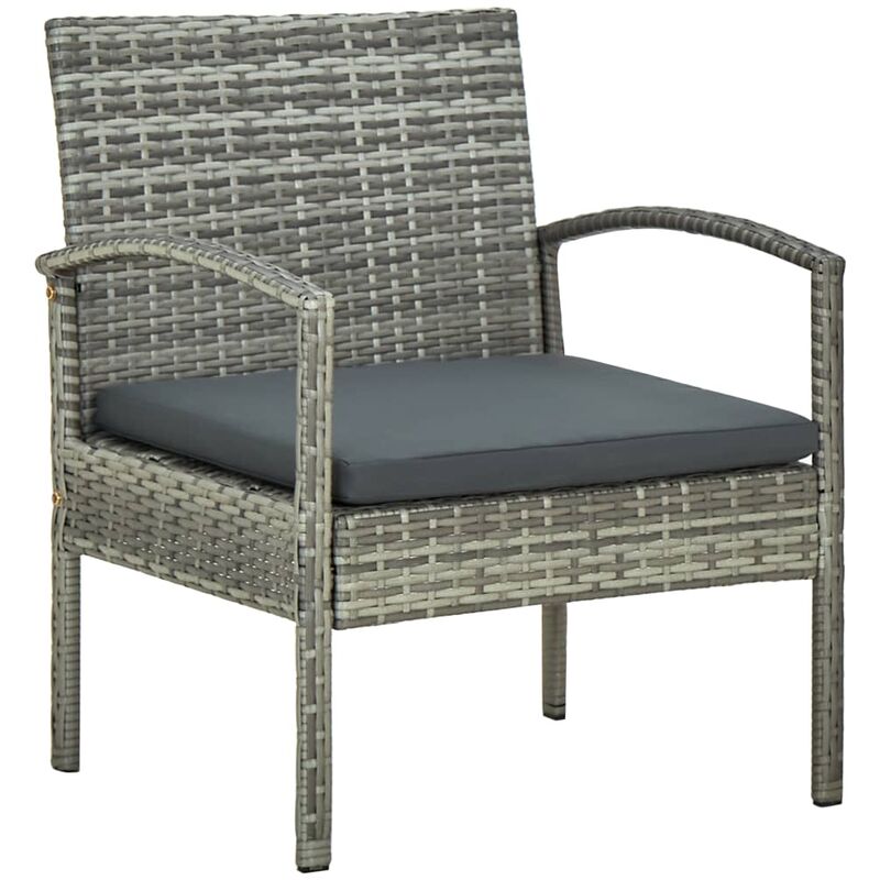 

Silla de jardín con cojín ratán sintético gris