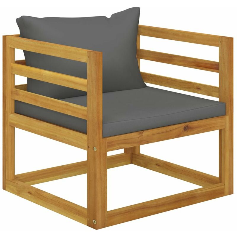 

Silla de jardin con cojines gris oscuro madera maciza acacia