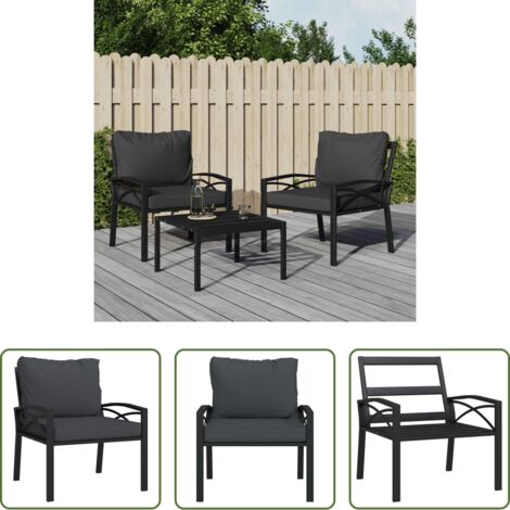Silla de jardín con cojines -  Silla de jardín acero con cojines gris 68x76x79 cm