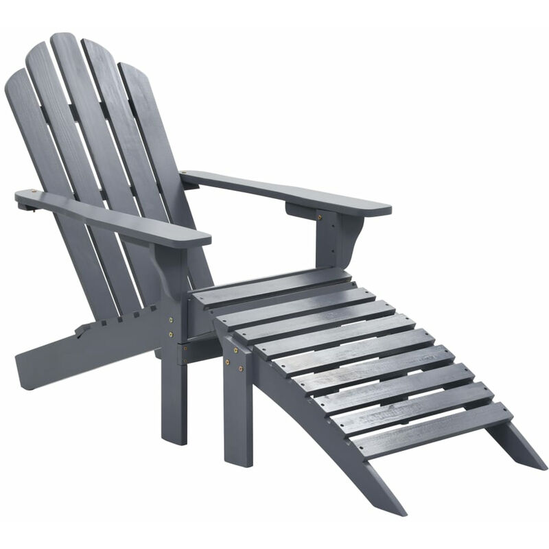 

Silla de jardin con otomana de madera gris