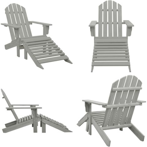 Silla de jardín con otomana de madera gris - Otomana de madera - Silla de jardín gris