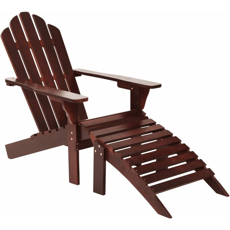 

Silla de jardín con otomana de madera marrón